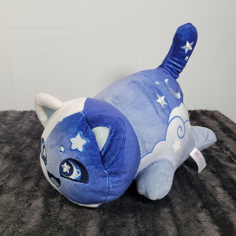 Aphmau MeeMeows Celestial Cat 11 Inch Jumbo Plush Blue White Moon Stars